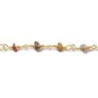 2.8-3mm Multi Gemstone faceted rondelle Gold Chain by the foot 40 pcs - The Bead Traders