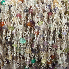 2.8-3mm Multi Gemstone faceted rondelle Silver Chain by the foot 40 pcs - The Bead Traders
