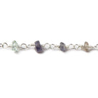 2.8-3mm Multi Gemstone faceted rondelle Silver Chain by the foot 40 pcs - The Bead Traders