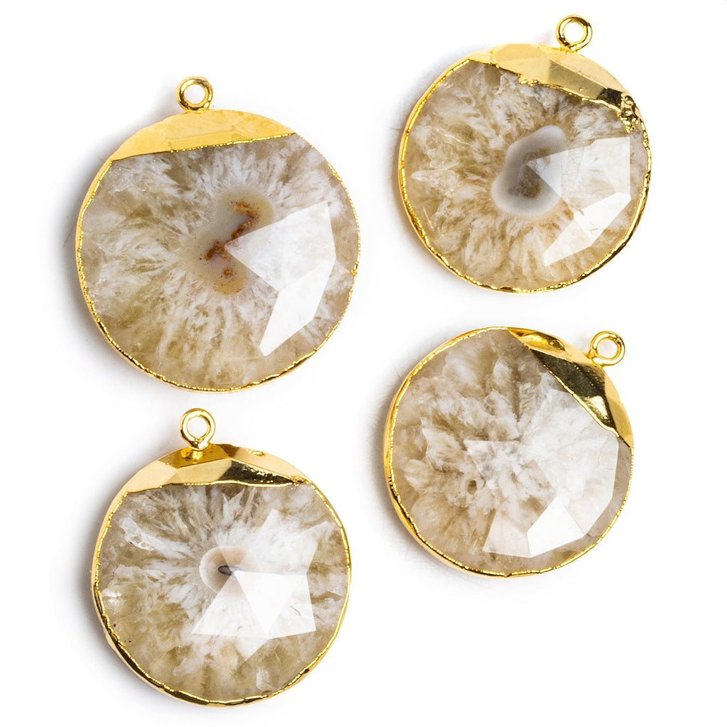 28mm Gold Leafed Solar Quartz Coin Pendant 1 piece - The Bead Traders