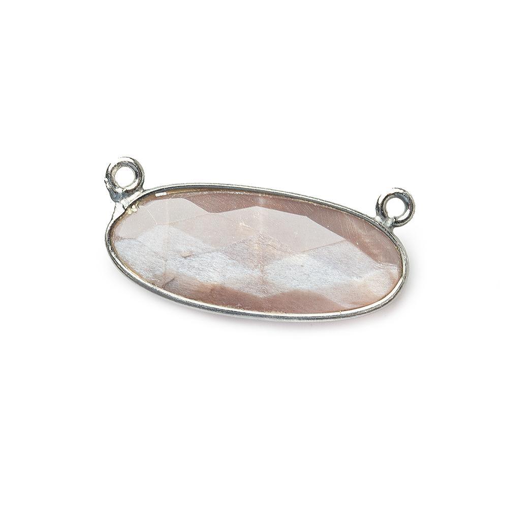 28x11.5mm Black Gold .925 Bezel Platinum Moonstone Oval East West Connector 1 piece - The Bead Traders