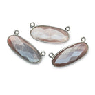 28x11.5mm Black Gold .925 Bezel Platinum Moonstone Oval East West Connector 1 piece - The Bead Traders