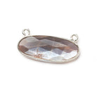 28x11.5mm Silver Bezel Chocolate Moonstone Oval East West Connector 1 piece - The Bead Traders