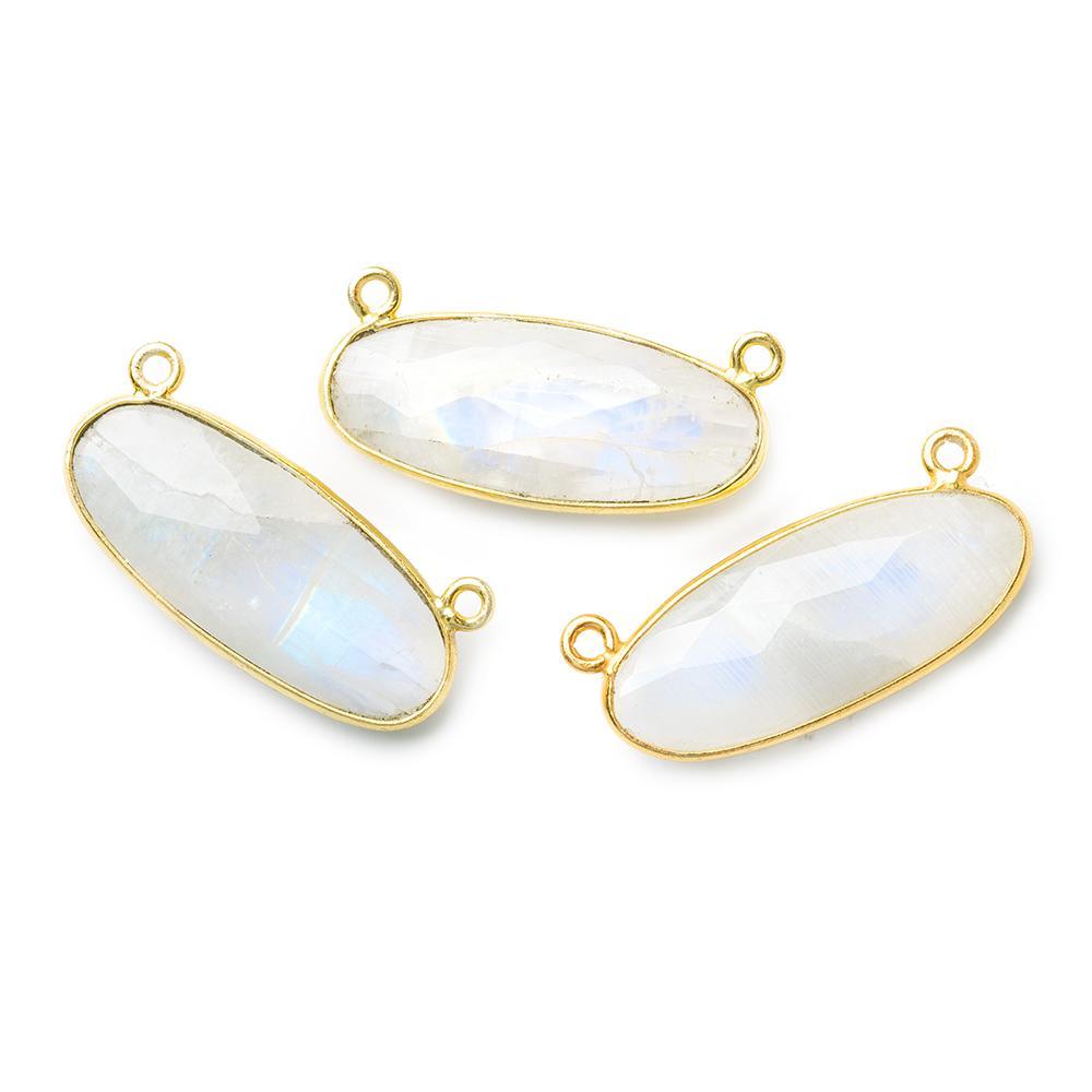 28x11.5mm Vermeil Bezel Rainbow Moonstone Oval East West Connector 1 piece - The Bead Traders