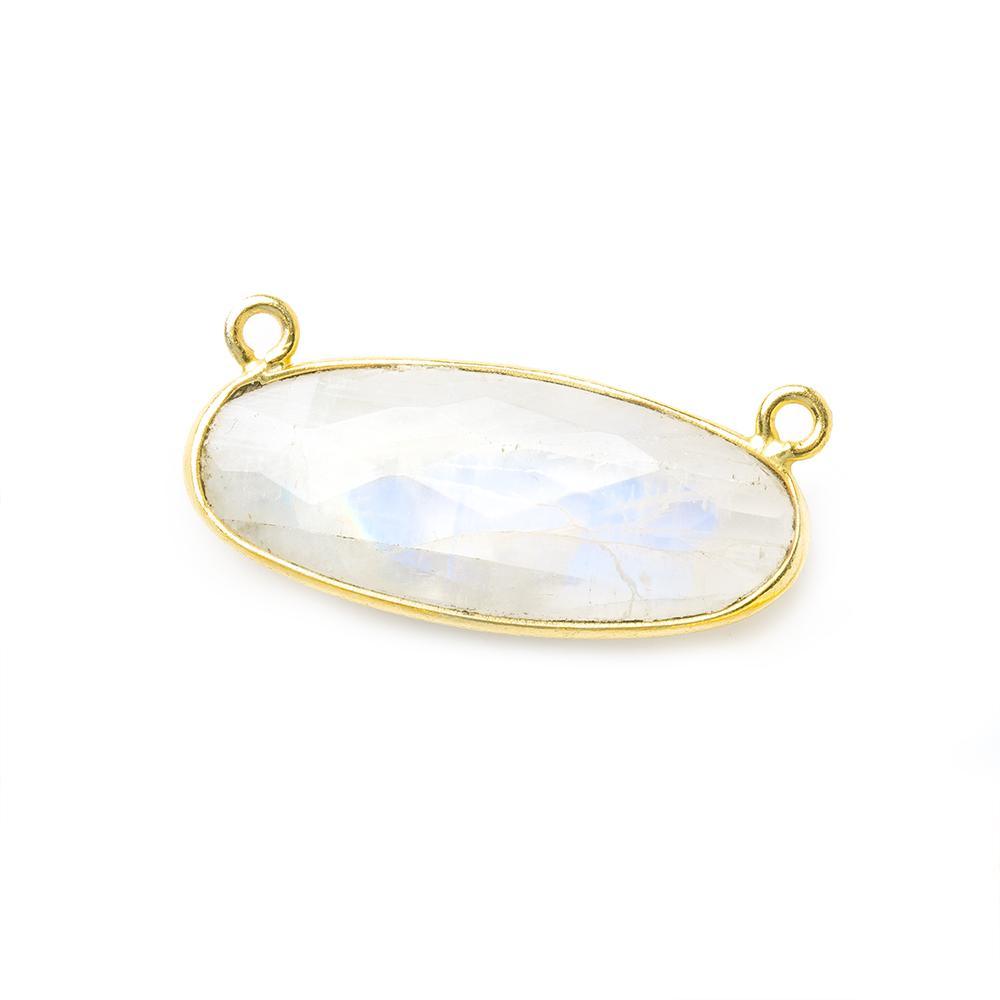 28x11.5mm Vermeil Bezel Rainbow Moonstone Oval East West Connector 1 piece - The Bead Traders