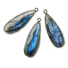 28x11mm Black Gold .925 Silver Bezeled Labradorite faceted Pear Pendant 1 piece - The Bead Traders