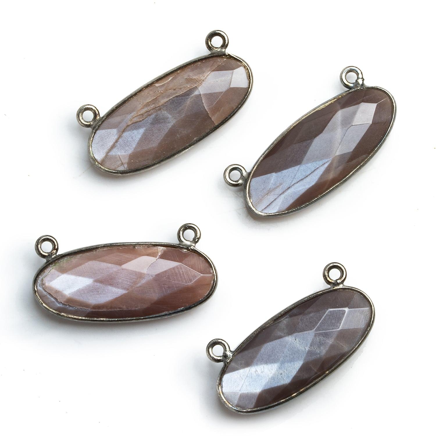 28x11mm Black Gold Bezel Chocolate Moonstone Oval Pendant 1 piece - The Bead Traders