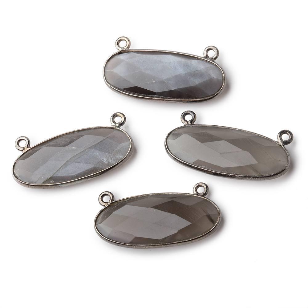 28x11mm Black Gold Bezel Dark Platinum Moonstone Oval Pendant 1 piece - The Bead Traders