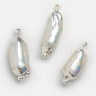 28x11mm Silver Leafed Baroque Pearl Pendant 1 Piece - The Bead Traders