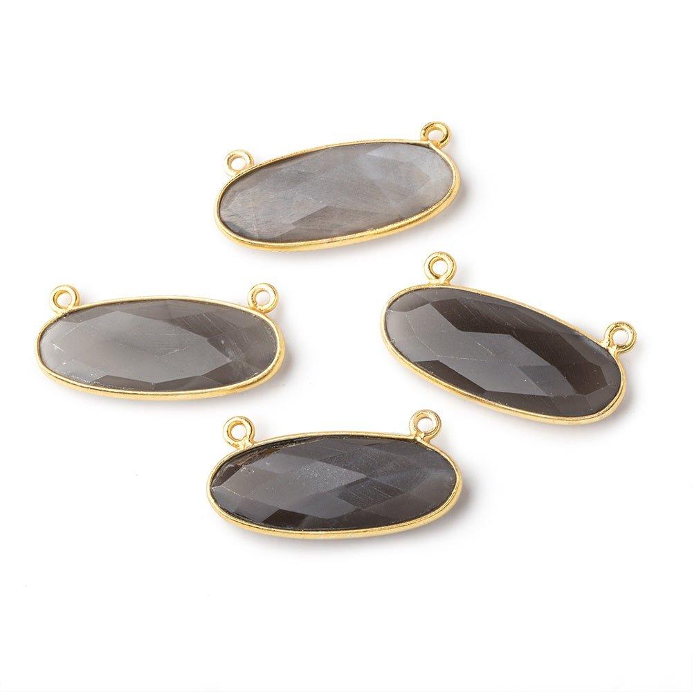28x11mm Vermeil Bezel Dark Platinum Moonstone Oval Pendant 1 piece - The Bead Traders