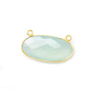 28x14mm Vermeil Bezel Sea Aqua Chalcedony oval East West Pendant 1 pc - The Bead Traders