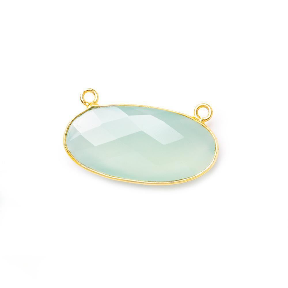 28x14mm Vermeil Bezel Sea Aqua Chalcedony oval East West Pendant 1 pc - The Bead Traders