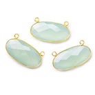28x14mm Vermeil Bezel Sea Aqua Chalcedony oval East West Pendant 1 pc - The Bead Traders