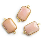 28x16mm Vermeil Bezeled Pink Peruvian Opal Rectangle Connector - The Bead Traders