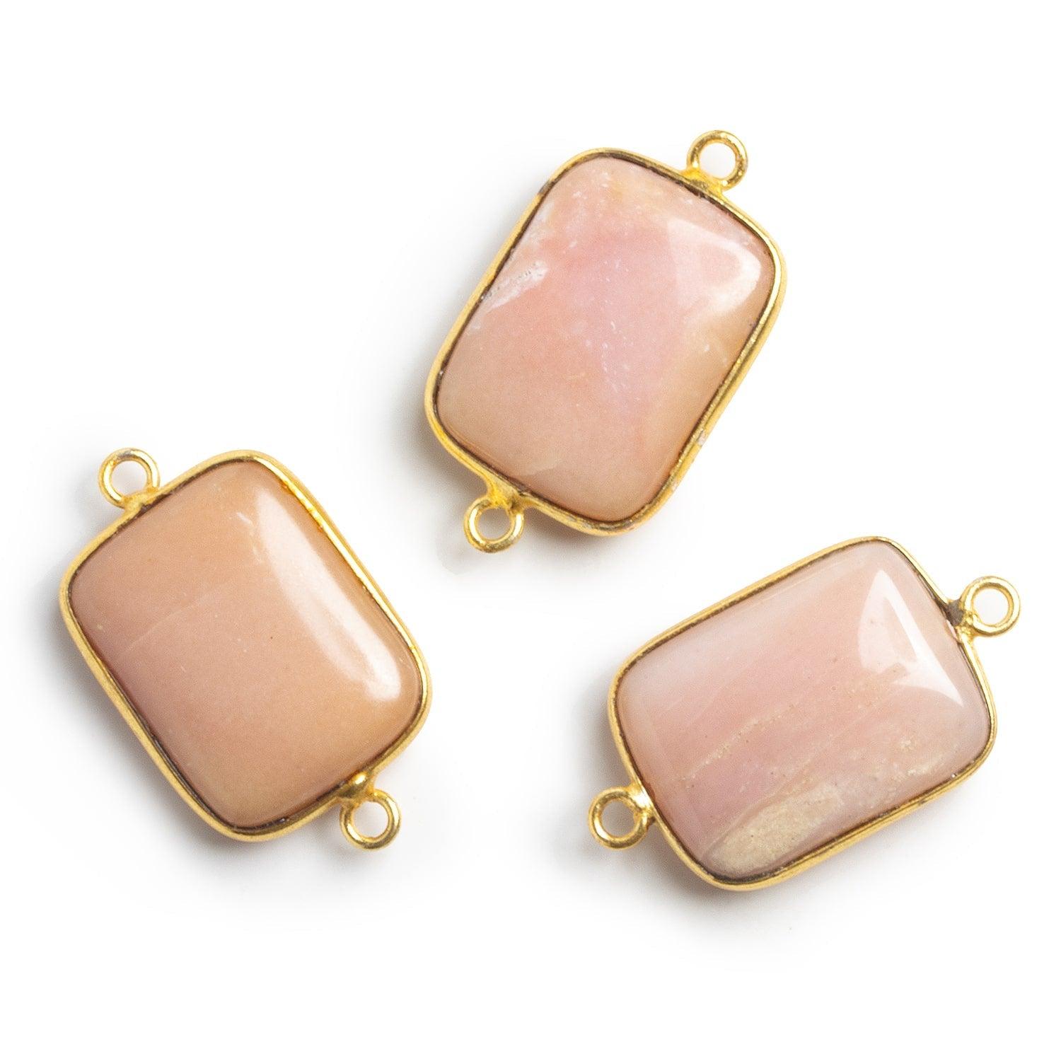 28x16mm Vermeil Bezeled Pink Peruvian Opal Rectangle Connector - The Bead Traders