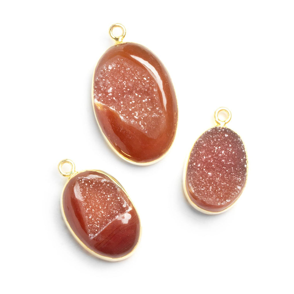 28x17mm Gold Leafed Red Drusy Oval Pendant 1 Bead - The Bead Traders