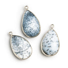 28x17mm Silver Bezeled Dendritic Opal Pear Pendant 1 bead - The Bead Traders