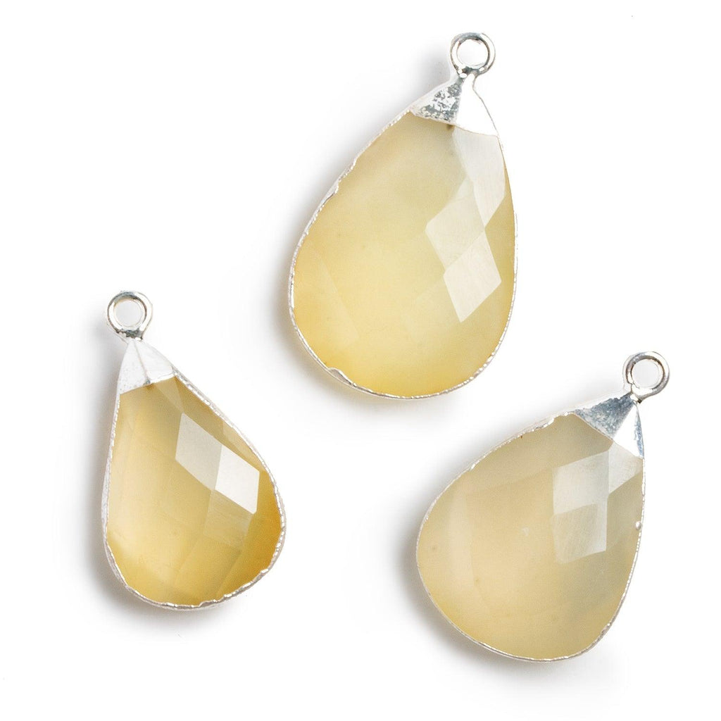28x17mm Silver Leafed Yellow Chalcedony Pear Pendant 1 Piece - The Bead Traders