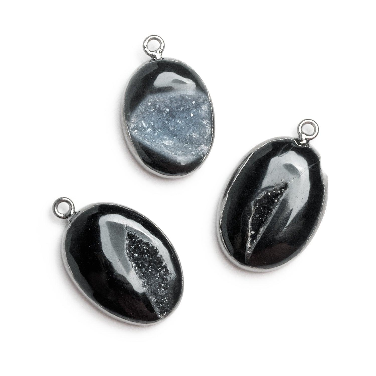 28x18mm Black Gold Leafed Black Drusy Pendants - Lot of 3 - The Bead Traders