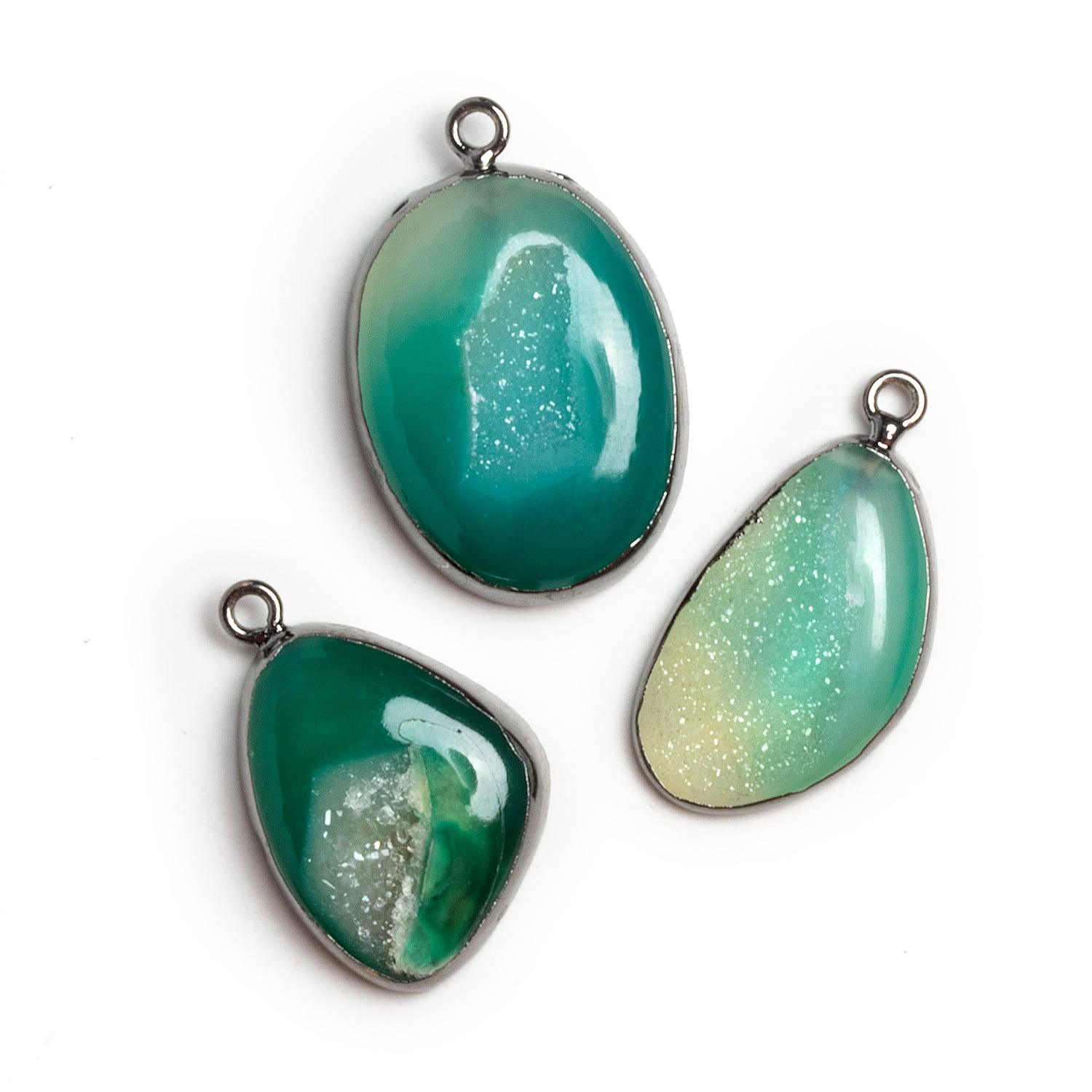 28x19mm Black Gold Leafed Green Drusy Pendant 1 Bead - The Bead Traders