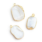 28x19mm Gold Leafed White Drusy Pendant 1 Bead - The Bead Traders