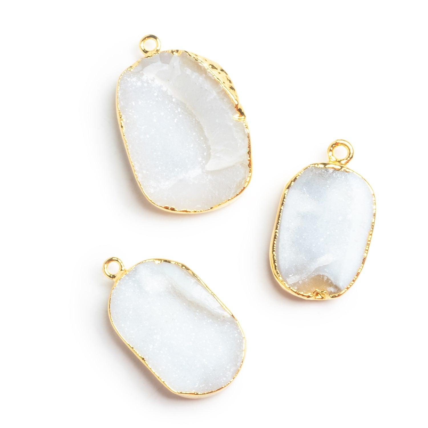 28x19mm Gold Leafed White Drusy Pendant 1 Bead - The Bead Traders