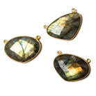 28x20mm Vermeil Bezeled Labradorite Heart Pendant 1 piece - The Bead Traders