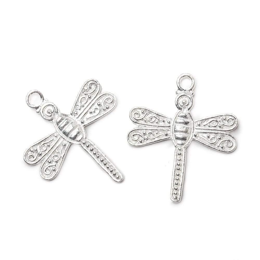 28x23mm Sterling Silver plated Copper Dragonfly Charm Finding Set of 2 - The Bead Traders