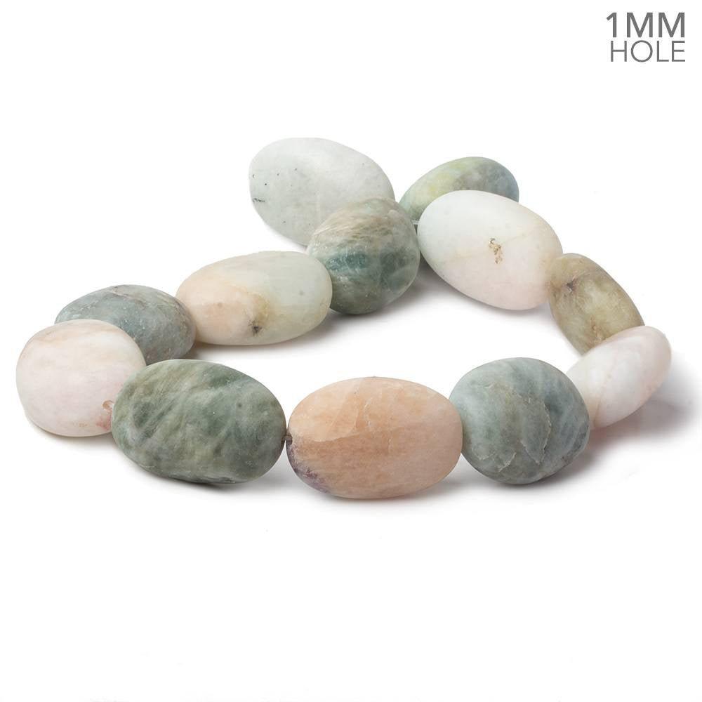 28x24-36x23mm Matte Multi Beryl straight drilled plain nuggets 16 inch 12 large hole beads - The Bead Traders