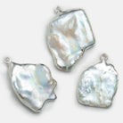 28x25mm Silver Leafed Keshi Pearl Pendant 1 Piece - The Bead Traders