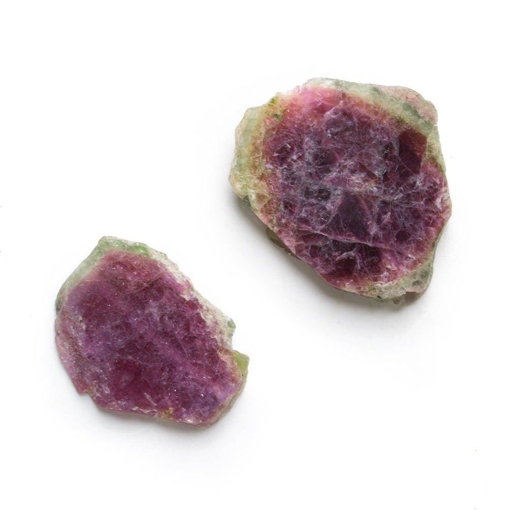 28x25mm Watermelon Tourmaline Slice Beads - Set of 2 - The Bead Traders