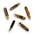 28x6mm Gold Leafed Tiger's Eye Point Pendant 1 Bead - The Bead Traders