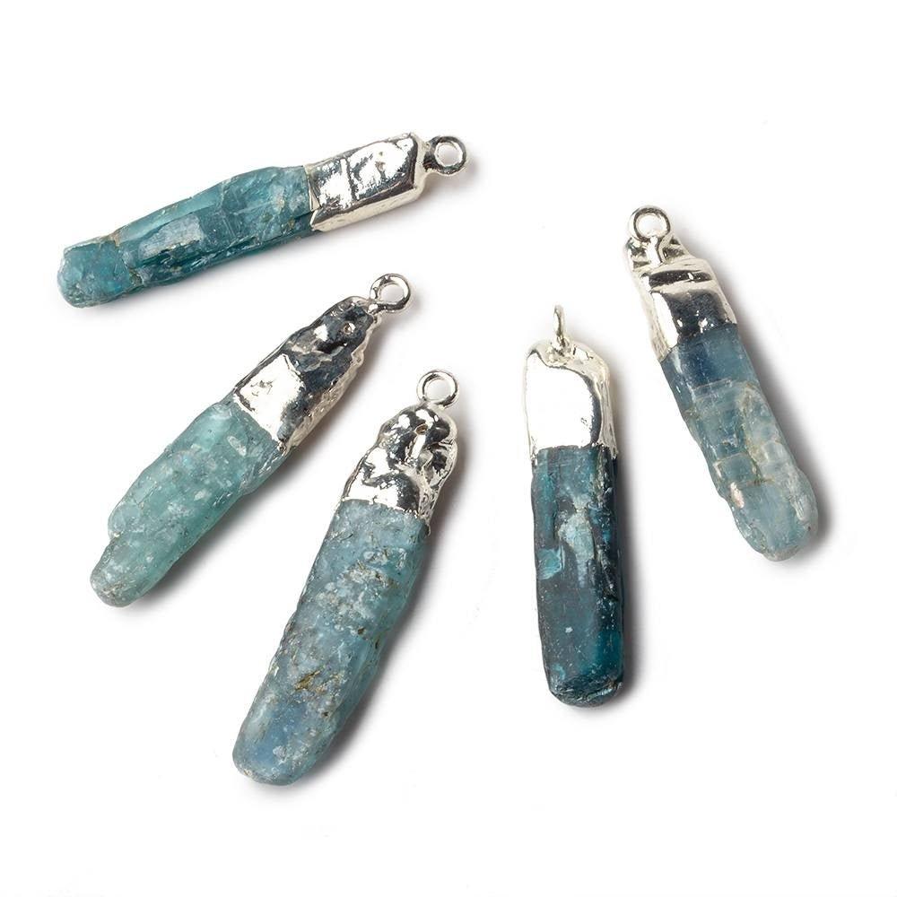 28x6mm Silver Leafed Blue Kyanite Slice Pendant 1 piece - The Bead Traders