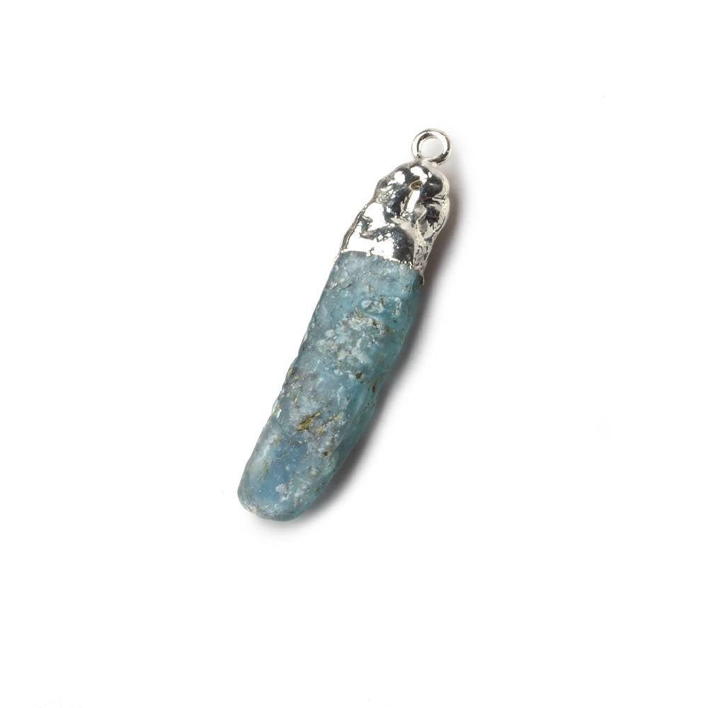 28x6mm Silver Leafed Blue Kyanite Slice Pendant 1 piece - The Bead Traders