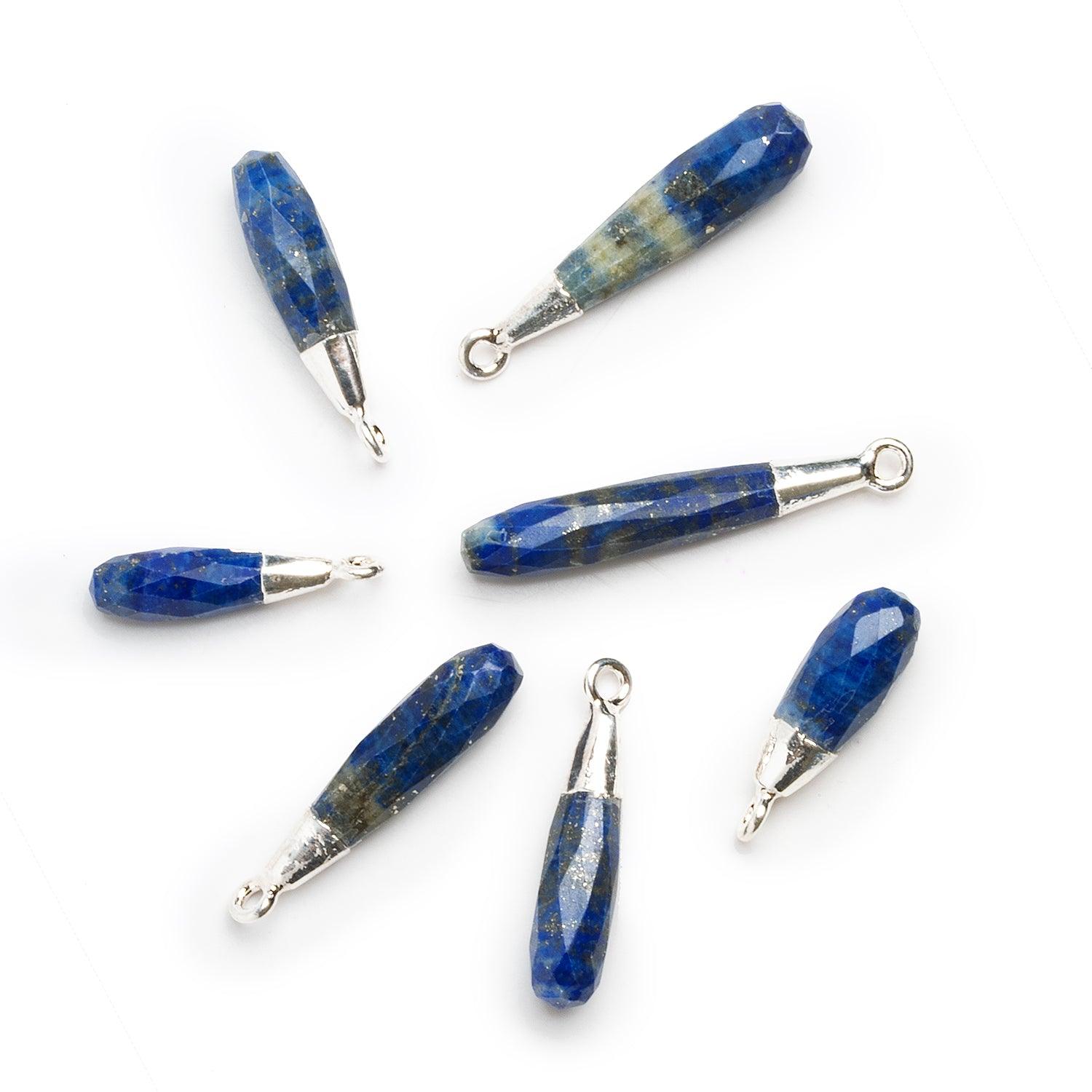 28x6mm Silver Leafed Lapis Lazui Teardrop Pendant 1 Bead - The Bead Traders