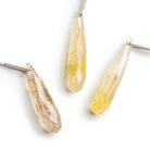 28x7mm Rutilated Quartz Faceted Teardrop Focal 1 Bead - The Bead Traders