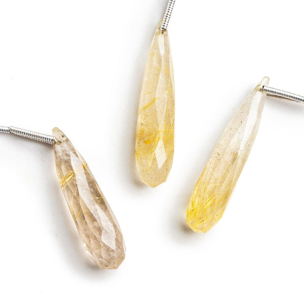 28x7mm Rutilated Quartz Faceted Teardrop Focal 1 Bead