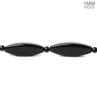 28x9mm & 4mm Black Onyx Cubed Marquise & Plain Rounds 16 inch 25 beads - The Bead Traders