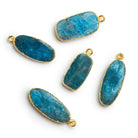 29x12mm Gold Leafed Apatite Oval Pendant 1 Bead - The Bead Traders