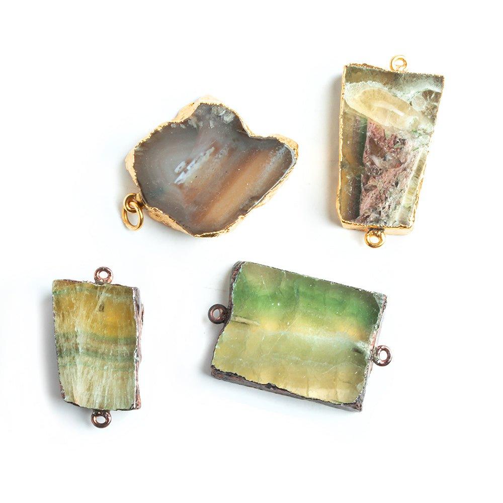 29x15mm-32x21mm Leafed Fluorite Connectors - Lot of 4 - The Bead Traders