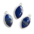 29x15mm Silver Leafed Lapis Lazuli Marquise Pendant 1 Bead - The Bead Traders