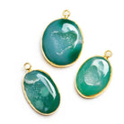 29x17mm Gold Leafed Green Drusy Oval Pendant 1 Bead - The Bead Traders