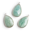 29x18mm Silver Bezeled Aquamarine Pear Pendant 1 bead - The Bead Traders