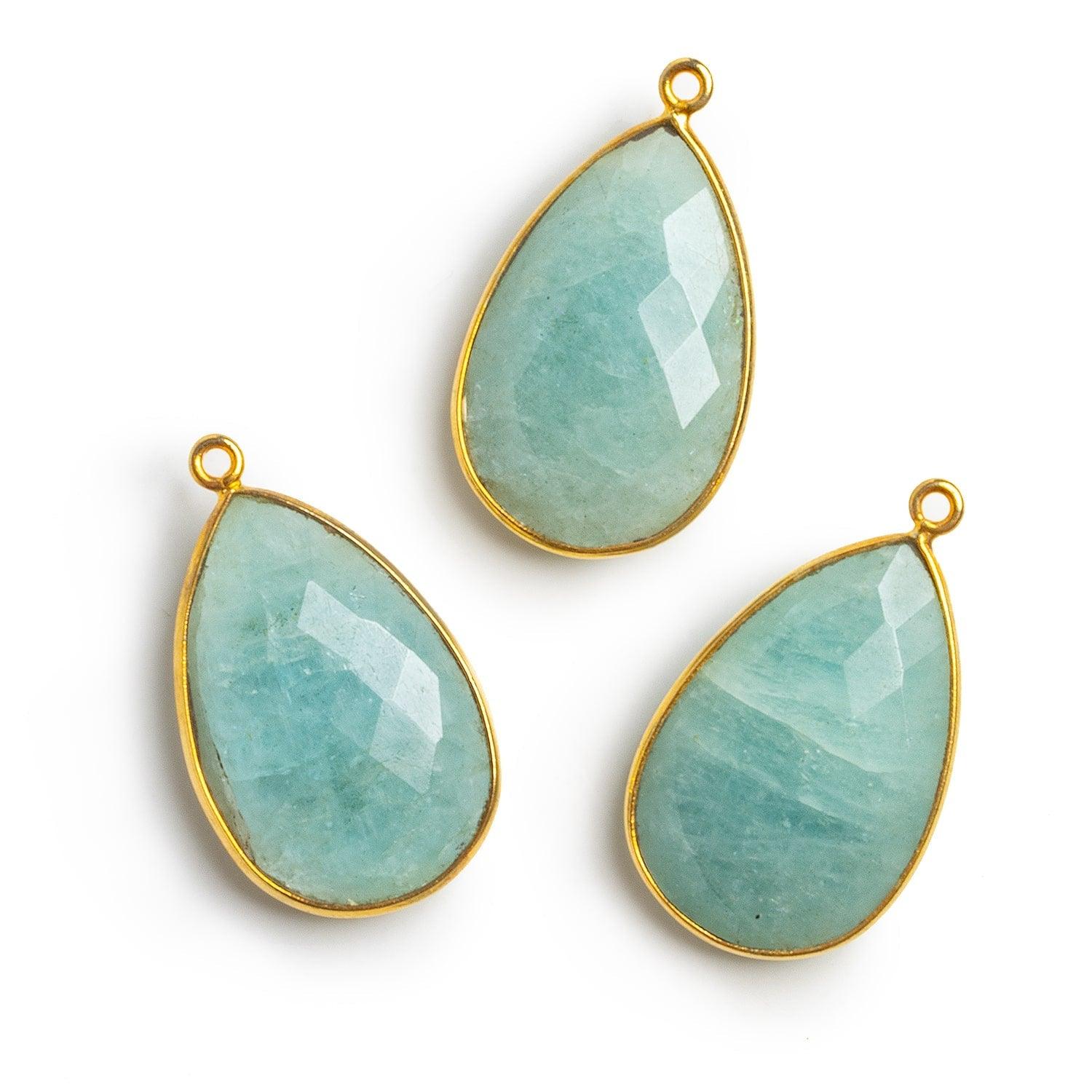 29x18mm Vermeil Bezeled Aquamarine Pear Pendant 1 bead - The Bead Traders