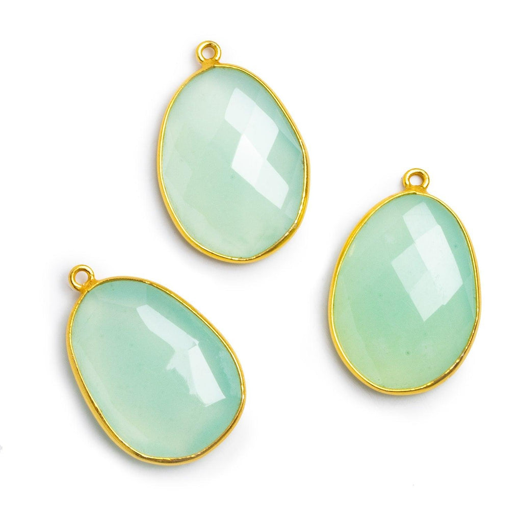 29x19mm Vermeil Bezeled Seafoam Blue Chalcedony Oval Pendant - The Bead Traders