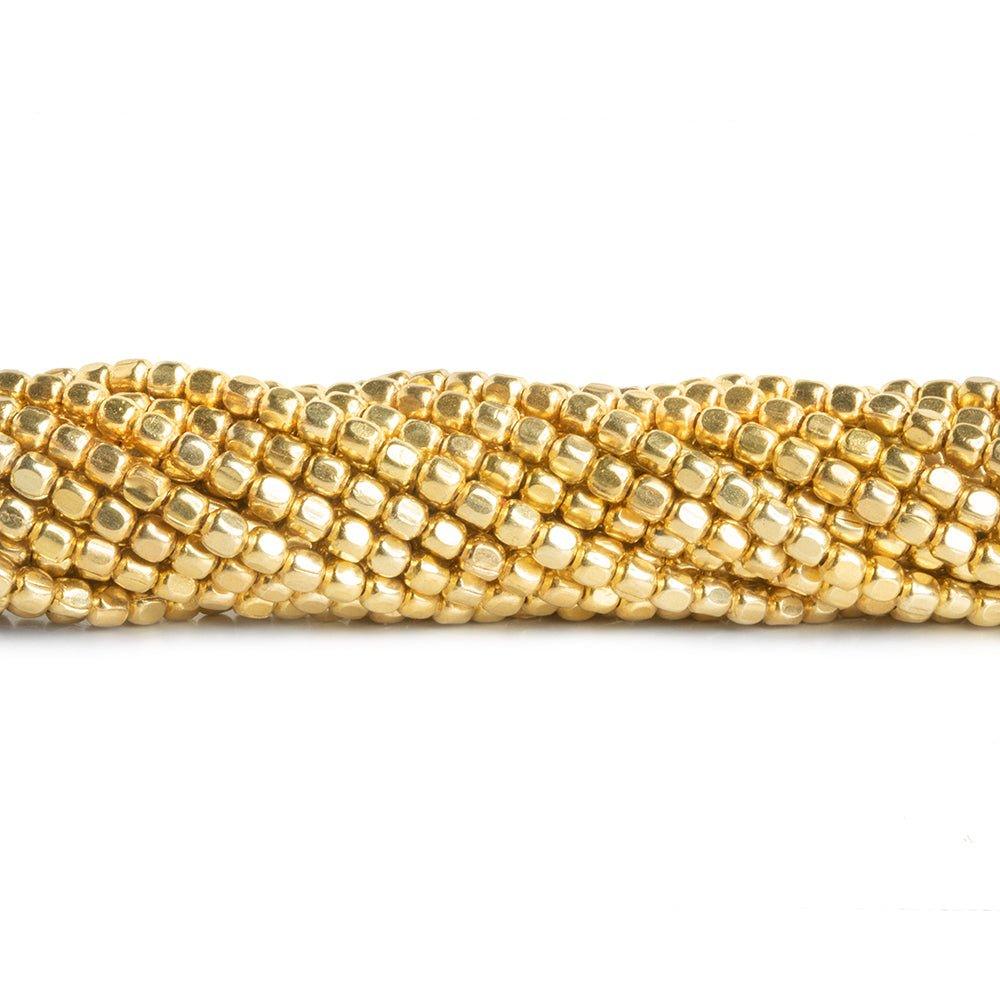 2mm 22kt Gold Plated Copper Plain Cube Beads 8 inch 78 pieces - The Bead Traders