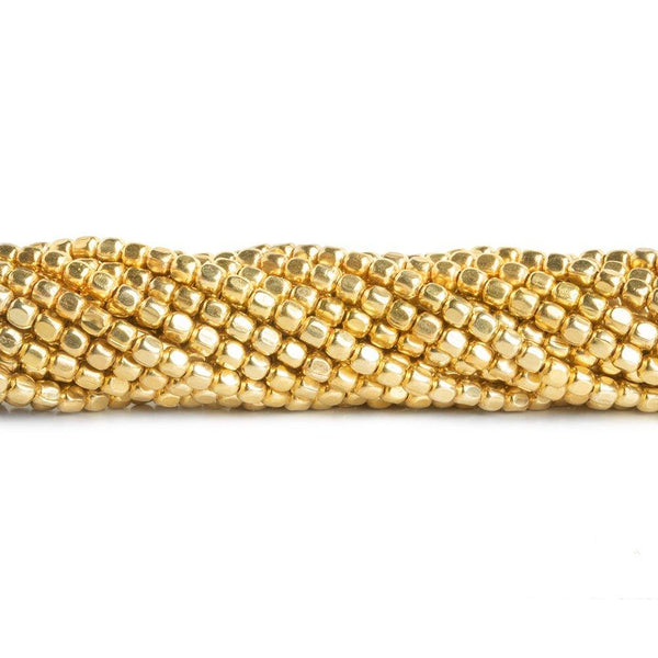 2mm 22kt Gold Plated Copper Plain Cube Beads 8 inch 78 pieces