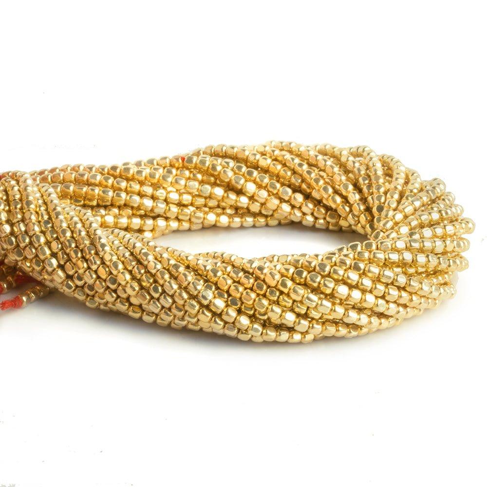 2mm 22kt Gold Plated Copper Plain Cube Beads 8 inch 78 pieces - The Bead Traders