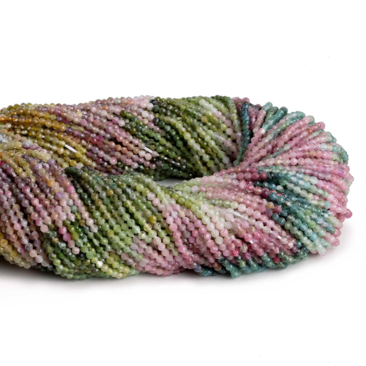 2mm Afghani Tourmaline Microfaceted Rounds 12 inch 150 beads - The Bead Traders