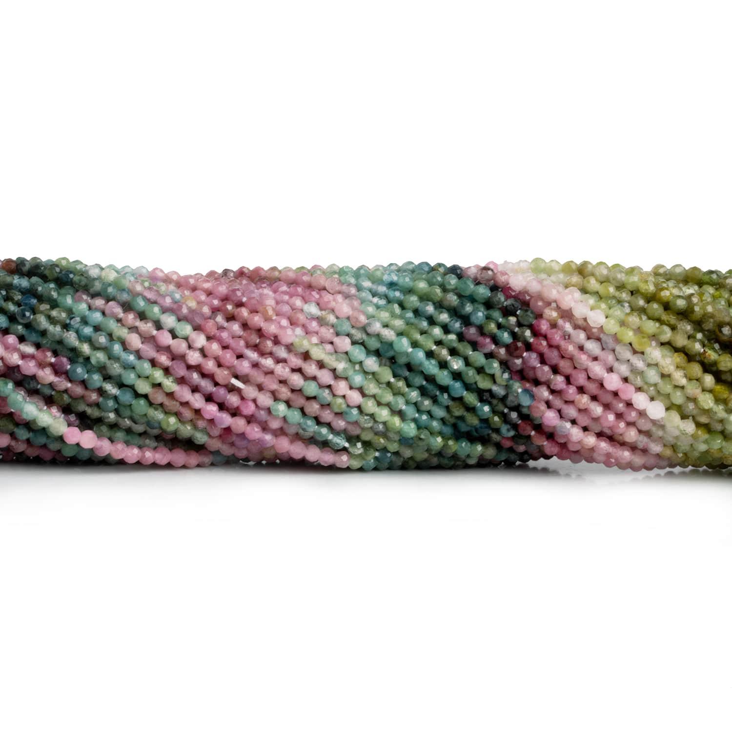2mm Afghani Tourmaline Microfaceted Rounds 12 inch 150 beads - The Bead Traders